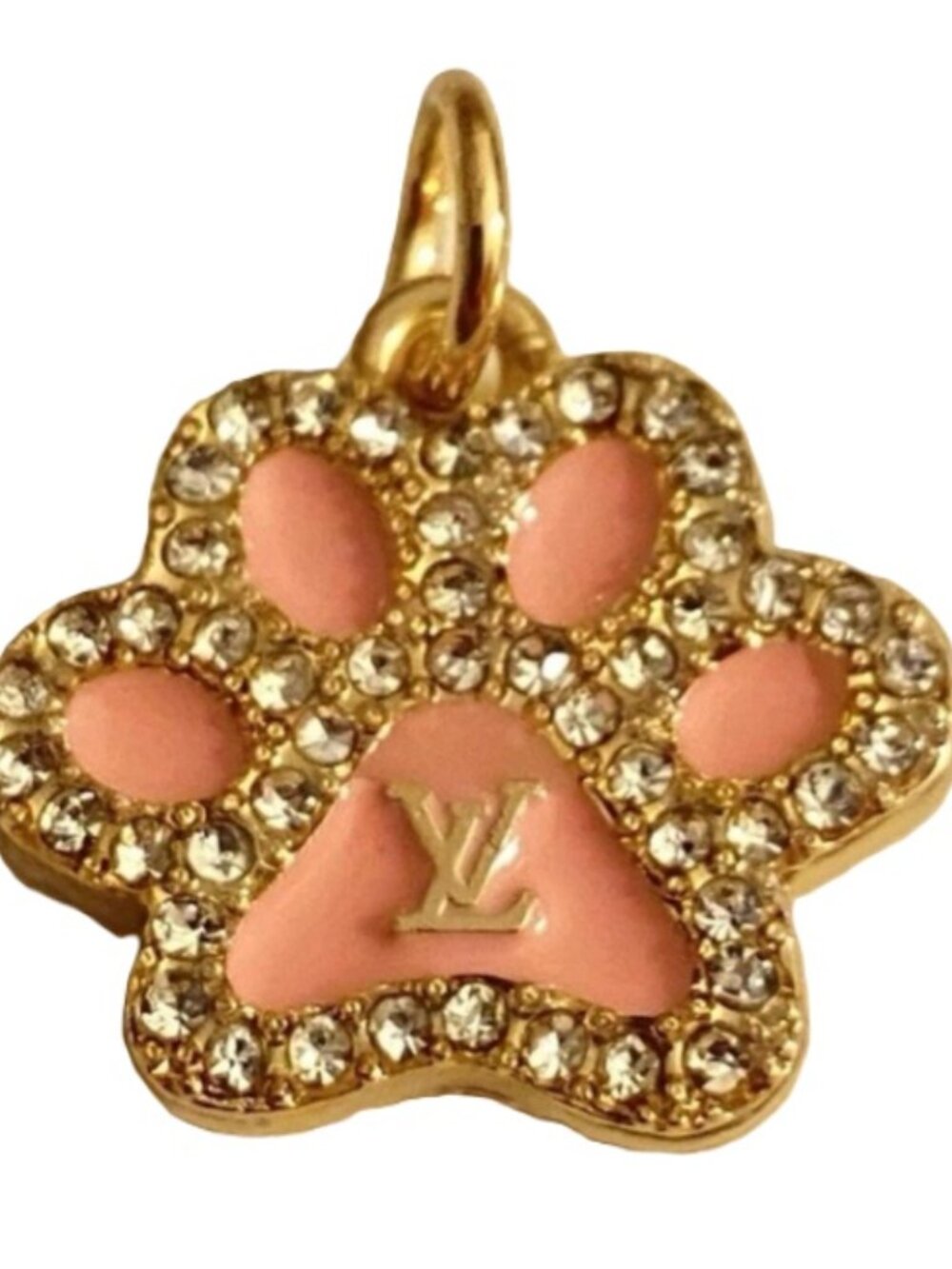 NEW Baby Pink LV Crystal Paw Charm – Gold Tone Pet Lover Pendant